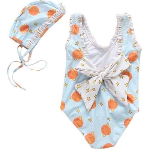 2021 Top Girl Monokini Bikini Print Ruffle Backless One-Piece Swimwear Swimsuit Beachwear