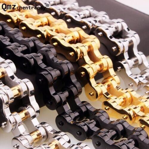 Top Quality Titanium Steel 18mm/23mm Wide Heavy Biker Bicycle Chain Bracelets Bangles High Polished Brace lace Men Moto Jewelry