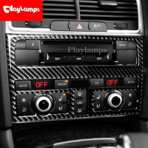 Carbon Fiber Car Central Control CD Panel Protection stickers decals For Audi Q7 2008-2015 auto interior accessories Car-Styling