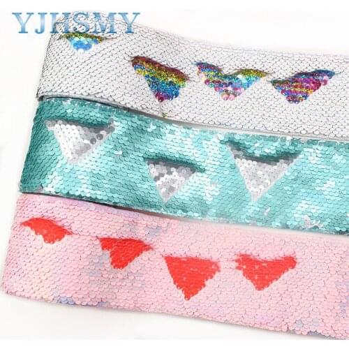 YJHSMY I-19619-1390,Printing Sequin Shiny Glitter Cartoon 75mm(3") Ribbon DIY Hairbows Accessories Wedding Party Decoration 2y