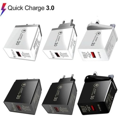 3A USB Quick Charger 3.0 Charger For Samsung A51 A71 IPhone 11 Xr Xiaomi Mi 10 Phone QC 3.0 Fast Wall Charger EU UK Plug Adapte