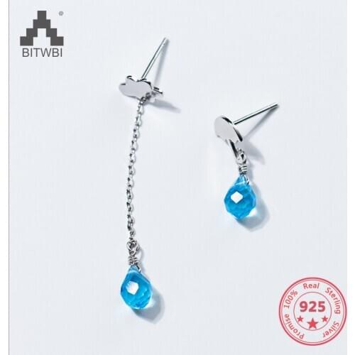 Hot Sale S925 Sterling Silver Fashion Creative Mix Personality Umbrella Cloud Rain Kyanite Earring