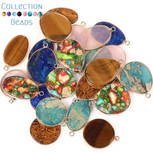 1/3pcs Natural Stone Coloful SeaSediment Jaspers Round Pendants Necklaces Fashion Charms Jewelry Accessories