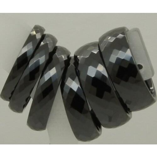Forever classic 4mm width multi facet black hi-tech scratch proof ceramic ring 1pc