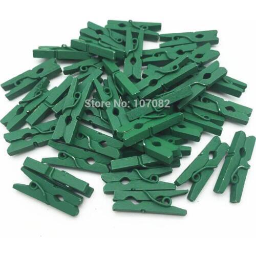 100pcs/lot 1" DARK Green Wooden Clothespins Mini Clothes Pins Pegs Clipes for Scrapbooking Wedding Christmas Decorations