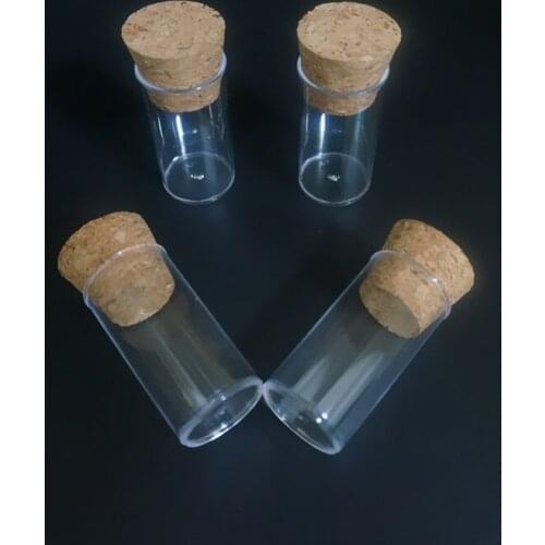 20pcs 30pcs 50pcs 100pcs 24x45mm Plastic Flat Bottom Clear Test Tube With Cork Stoppers, Transparent Lab PS Empty Vial Container