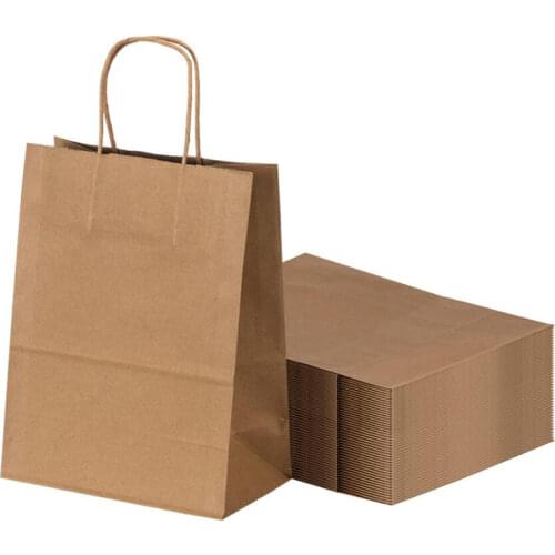 30pcs Kraft Paper Bag Takeaway Milk Tea Packaging Bag Gift Packaging Bag Shopping Tote Bag Craft Bags Brown Gift Bags