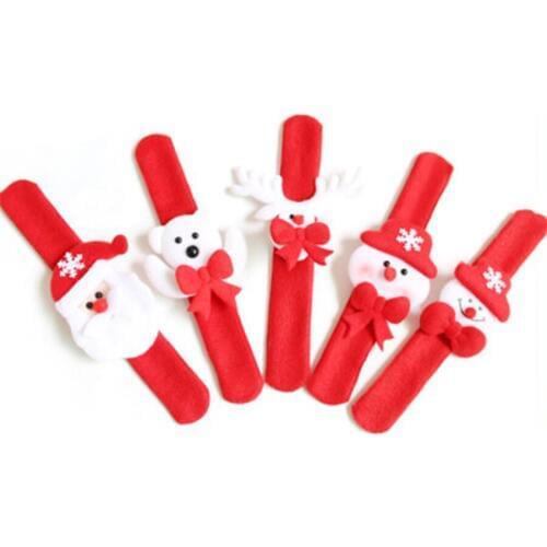 60 pcs Christmas Patting Circle Bracelet Watch Xmas Children Gift Santa Claus Snowman Deer New Year Party Toy Wrist Decoration