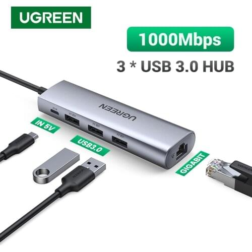UGREEN USB Ethernet Adapter USB 3.0 to RJ45 3.0 HUB for PC MacBook Computer Accessory Ethernet Adapter Network Card USB Lan HUB
