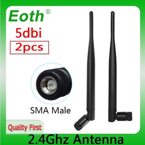2pcs/lot 2.4Ghz 5dbi Wifi Antenna SMA Male 5dbi 2.4G antena Omni-Directional SMA connector Wireless Router Antenne