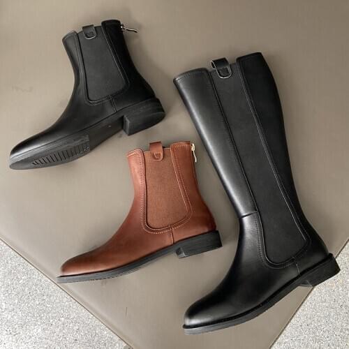 QZYERAI New style black brown Riding boots Genuine leather Female boots Womens boots cowhide Womens shoes