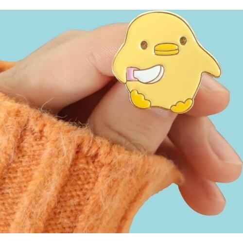 Little Yellow Chicken Enamel Pins Smol Knife Don't Kill My Vibe Animal Jewelry Brooches Denim Jeans Lapel Pins for Kids Friends