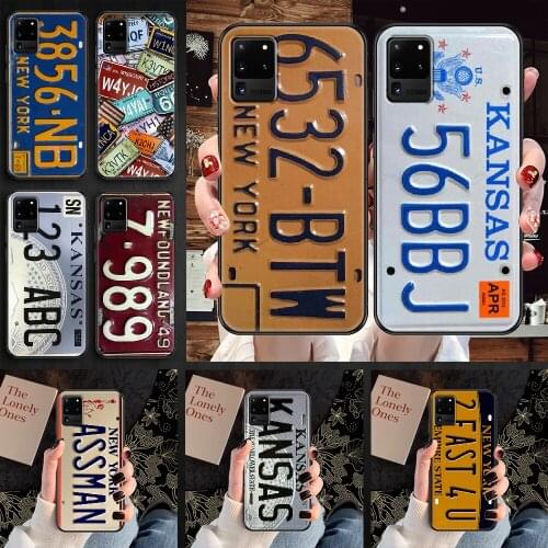 USA LICENSE NUMBER PLATES Phone case For Samsung Galaxy Note 4 8 9 10 20 S8 S9 S10 S10E S20 Plus UITRA Ultra black trend Etui