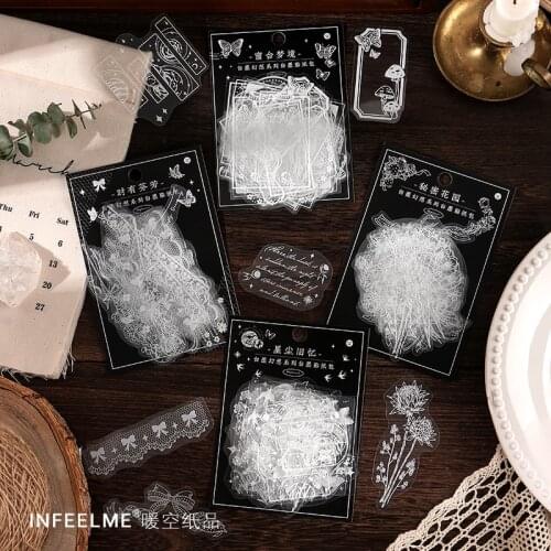 30 pcs/bag White ink fantasy series Decorative Stickers Scrapbooking diy Stick Label Diary Stationery Album Journal Stickers