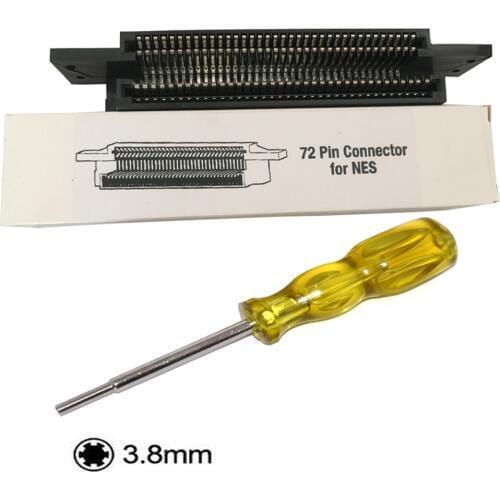 Game Cartridge Slot Connector for NES 72 Pin Replacement Repair Parts +3.8mm Screwdriver Bit Screw Driver GameBit with Handle