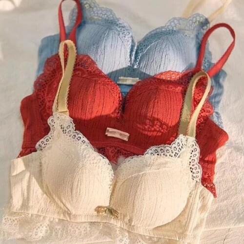 Push Up Cotton Thick Autumn And Winter Bra And Panty Sets Sexy Lace Bow Women Fashion Deep-V Neck Underwear Girls Lingerie Suit