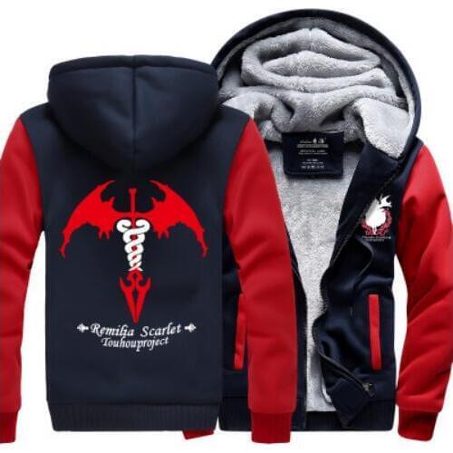 Anime Touhou Project Flandre Scarlet wings Cosplay Costume winter Hoodie thicken fleece jacket coat