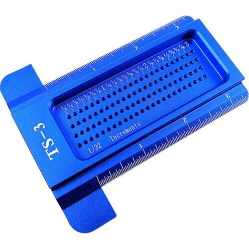 Woodworking Hole Scriber Ruler Aluminum Alloy T-shaped Ruler Woodworking Crossed Measuring Tools Scribing Mark Line Gauge