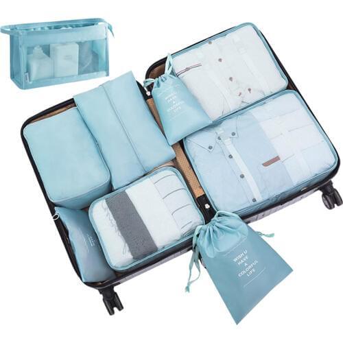 New 9-Piece Set Clothes Underwear Cosmetic Storage Bag Luggage Travel Bag Packing Cube Suit Shoes Organizer Wash Bags Makeup Bag