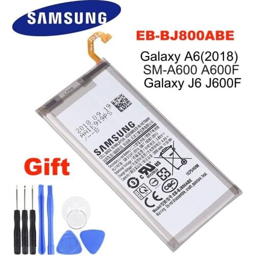 SAMSUNG Orginal EB-BJ800ABE 3000mAh battery For Samsung Galaxy A6 (2018) SM-A600 A600F Galaxy J6 J600F Mobile Phone +Tools