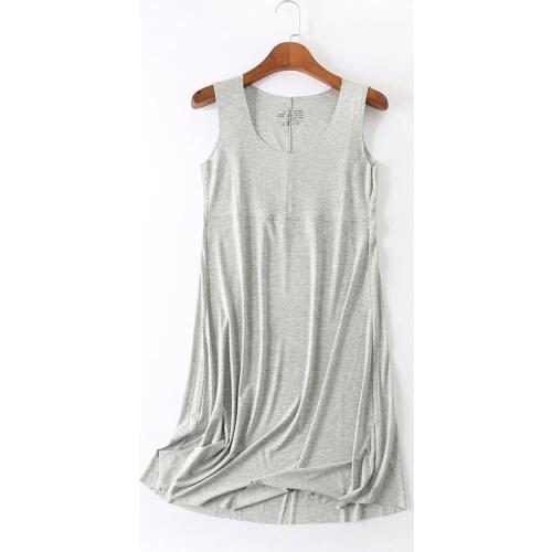 Women dress seamless U neck sleeveless tank dress fashion patchwork casual loose thin basic thread dress
