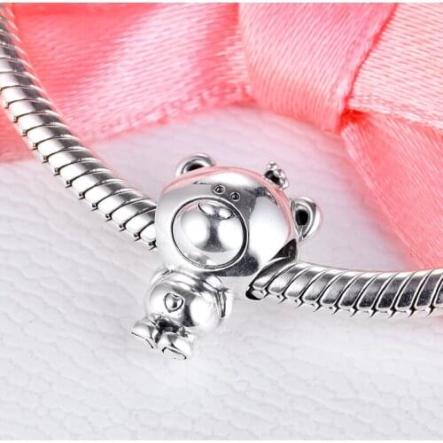 Bear Charm Fit Pandora Bracelet DIY S925 Silver Jewelry Beads for Kids Boy Girl Gift 021157