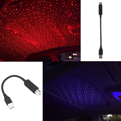 Plug and Play Car and Home Ceiling Romantic USB Night Light Starry Sky Red Blue Decor Lamp Adjustable Multiple Lighting Effects