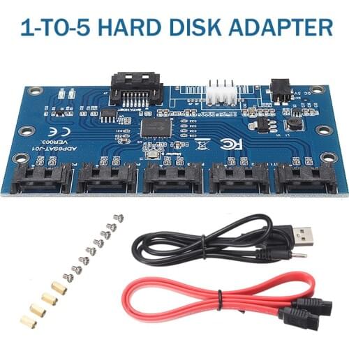 Pohiks 1pc 1 to 5 Port SATA3.0 Motherboard SATA Expansion Card High Speed 6Gbps Riser Card HUB Adapter For PC Computer