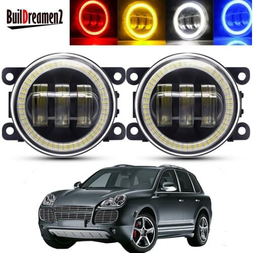 2 X Fog Light Assembly For Porsche Cayenne 955 2002-2015 Car LED Lens Angel Eye Daytime Running Lamp DRL 30W 6000LM 12V