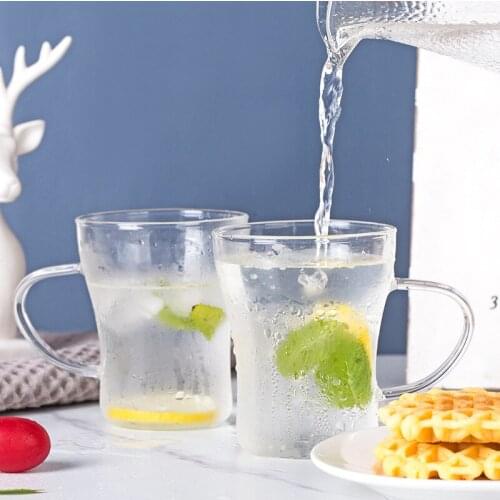 Transparent household glass water cup with a cup for summer household daily necessities