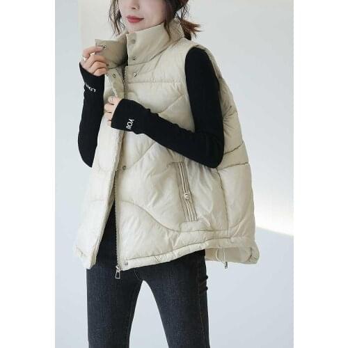 Women Winter Autumn Down Vest Black Stand Collar Gilet Sleeveless Puffer Parkas Female Stand Collar Waistcoat Duck Down Vest