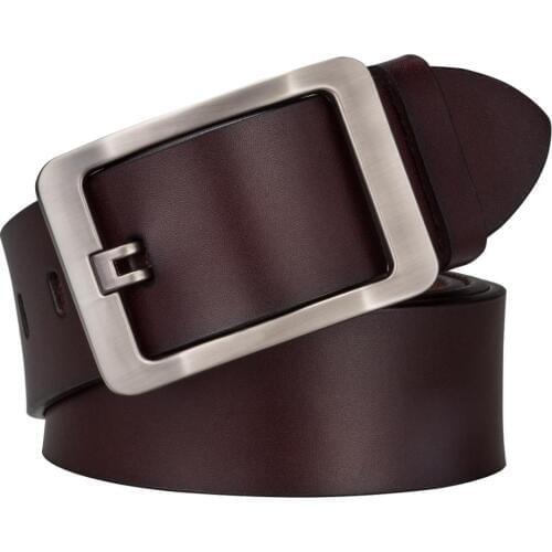 PZ-0008-B Barry.Wang Newest Luxury Leather Belts for Men Belt Metal Pin Buckle Belt for Bueiness Party Wedding High Quality