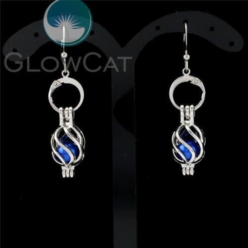 R-KE133 Twist Dangle Earrings Beads Pearl Cage Locket Drop Earring Women Girl Nightclub Evening Party Ear Jewelry