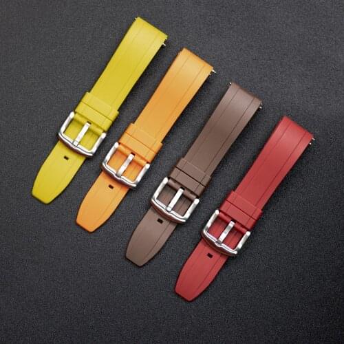 Strap 20mm 22mm 24mm Quality Silicone Rubber Quick Release Watchbands Diving Waterproof Watch Accessories Silver/Buckle