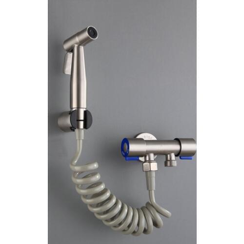 Toilet Handheld Bidet Sprayer Set Stainless Steel Bidet Shattaf Shower Spray Gun Bathroom Self Cleaning Shower Head Hose Holder