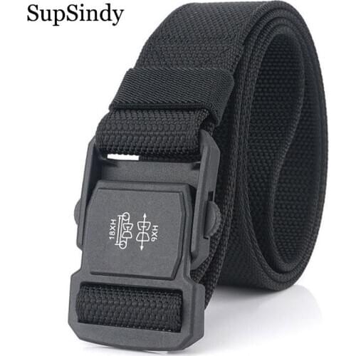 SupSindy New Military Army Combat Tactical belts for Men Plastic Magnetic buckle Canvas belt nylon Training Waistband male strap