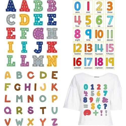 Abc Letters Alphabet Patches Thermal Stickers on Clothes Fabric Iron-on Transfers for Clothing Thermoadhesive Patch Diy Applique