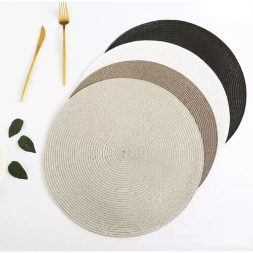 4pcs PP Eco-friendly Dining Table Mat Thermal Insulation Coffee Cup Mat Waterproof Woven Round Western Placemat Kitchen Supplies
