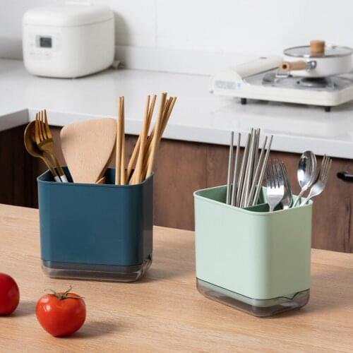 Plastic Chopstick Drain Holder Multi-function Double Layer Spoon Fork Shelf Portable Classfied Kitchen Cutlery Rack Kitchen Tool