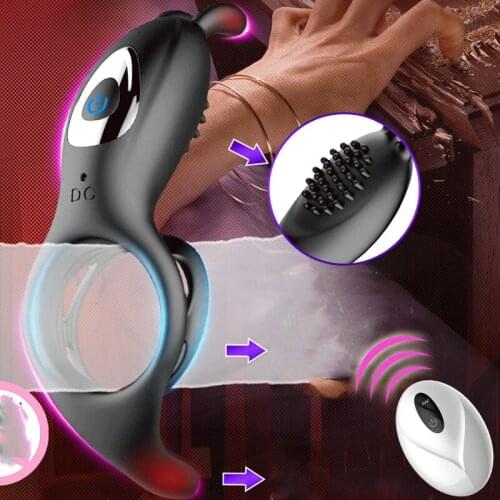 Penis Sleeve Delayed Ejaculation Vibrator Ring Adult Sex Toy for Men Anal Stimulate G Spot Clitoris Stimulator Sex Product S56