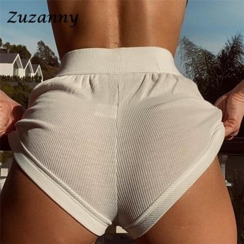 Zuzanny 2021 Summer Casual Shorts Women Black White High Waist Sexy Mini Biker Knitted Shorts Femme