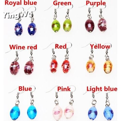Yingwu Wholesale handmade Murano Lampwork Glass Mix Color Womens Flower Glass Earrings Hot Christmas Gift
