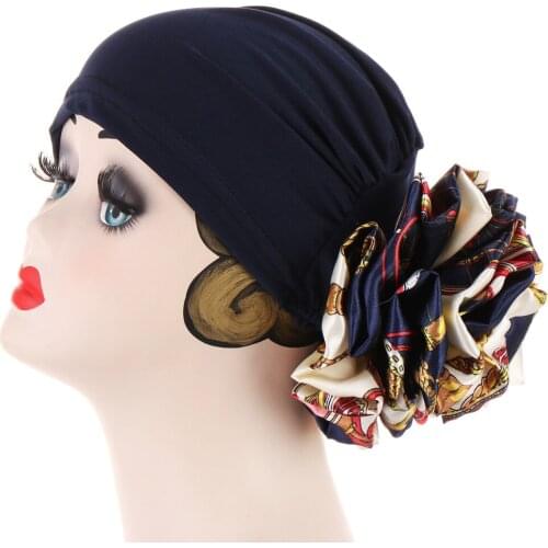 Big Flower Volumizer Scrunchie Female Head Wraps Womens Turban Cap Muslim Headscarf Bonnet Turbante Mujer Cancer Headwear