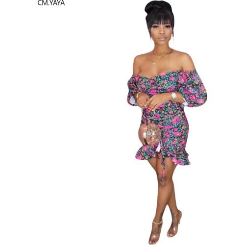 Women Summer Mini Dress Fashion Floral Print Full Sleeve Ruffles Bodycon Bandage Party Night Club Street Dresses Vestidos GL1350