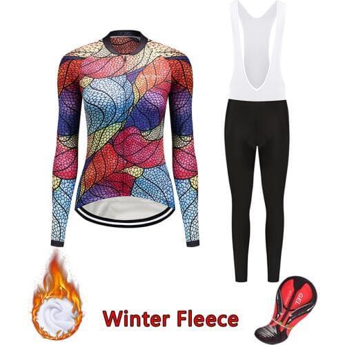 Winter Cycling Jersey Set Female Bicycle Clothing Thermal Fleece Road Bike Clothes Women Suit Wear Warm Uniform Dress Trousers