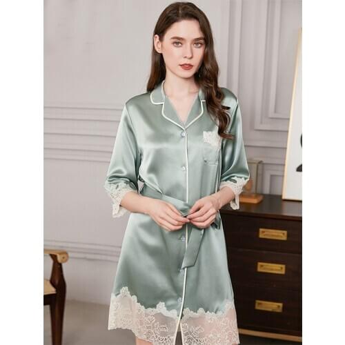 100% Silk Nightdress Women Lace Long Nightdress Korean Soft Fashion Luxury Brand Lady Natural Real Silk Nightgowns Women