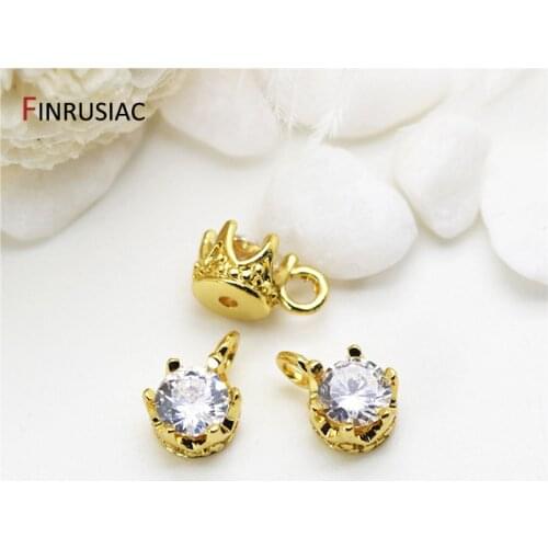 14k Gold Plated Luxury Zircon Charms Small Pendants Accessories For DIY Making Necklace Earrings