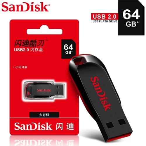 2pcs SanDisk CZ50 Mini Pen Drive 16GB 32GB 64GB 128GB USB Flash Drive Memory Stick U Disk USB2.0 Key Pendrive 100% Original