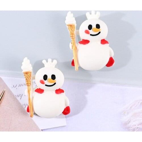 20Pcs Kawaii Cartoon Snowman Flat back Resin Cabochon Christmas Decoration Crafts DIY Hair Bows Center Scrapbooking Accessories