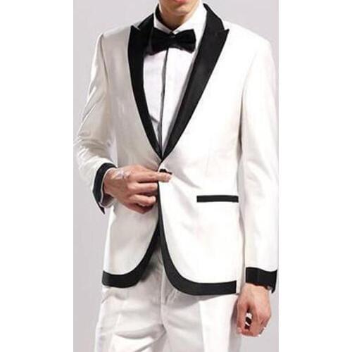 2020 White Tuxedos Mans Suits For Wedding Classic Business Suit Groom Wear Best Man Wear Custom Made Two Pieces(Jacket+Pants)